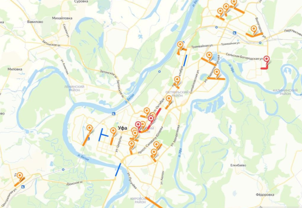 За ремонтом дорог в Уфе можно следить с помощью интерактивной карты